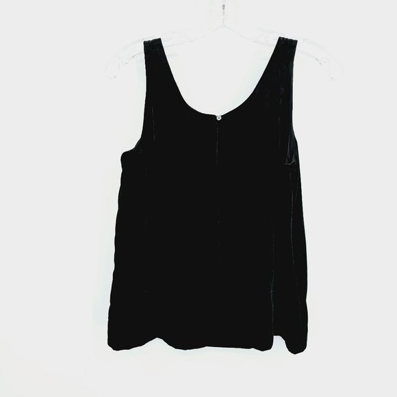 J Crew Velvet Tank Top 0 Black Lined Keyhole Button Back Classic Versatile Chic - Picture 10 of 11